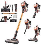 VEVOR Cordless Vacuum Cleaner, 40KPA Max Suction, Rechargeable Anti-Tangle Stick Vacuum with LED ...