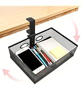 grnpeak Under Desk Organizer with 360° Swivel, Clamp-On No Drill Installation, Sturdy Mesh Storag...