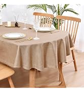 Wolkemer Faux Linen Oval Tablecloth Heavy Duty Wrinkle Resistant Fabric Table Cloths 60 x 84 Inch...