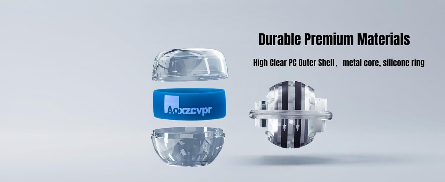 Durable Premium Materials High Clear PC outer Shell, metal core, silicone ring