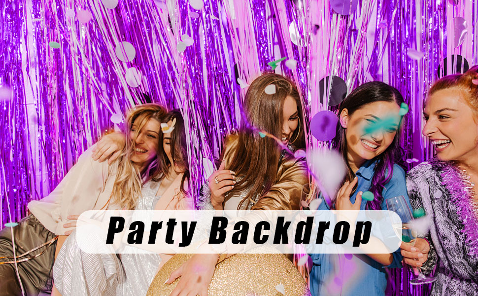 purple streamers backdrop party decorations foil fringe curtain tinsel backdrop birthday decoration