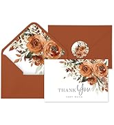 Whaline 36Pcs Watercolor Floral Thank You Cards with Envelopes and Stickers Orange Rose Greeting ...