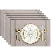 Aofmee Placemats, Placemats Set of 6, Heat Resistant Place Mats, Washable PVC Table Mats, Woven V...