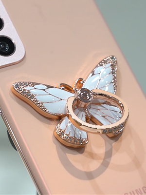 butterfly phone ring rose gold