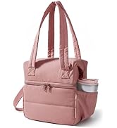 BAGSMART Double Deck Lunch Bag Women, Insulated Reusable Lunch Box, Quilted Puffer Lunch Tote wit...