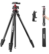 NEEWER Basics 66.5"/169 cm Travel Tripod for Camera, Lightweight Portable DSLR Stand with Ball He...