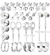 15 Pairs Earrings for Men, Stainless Steel Earrings Stud Kit for Men Women Fashion Piercing Jewel...