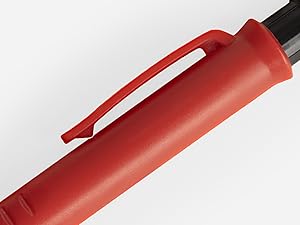 Red pencil body with durable pocket clip