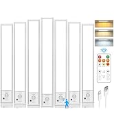 Under Cabinet Lights with Remote Control,2500mAh USB Rechargeable Motion Sensor Light Indoor,350 ...