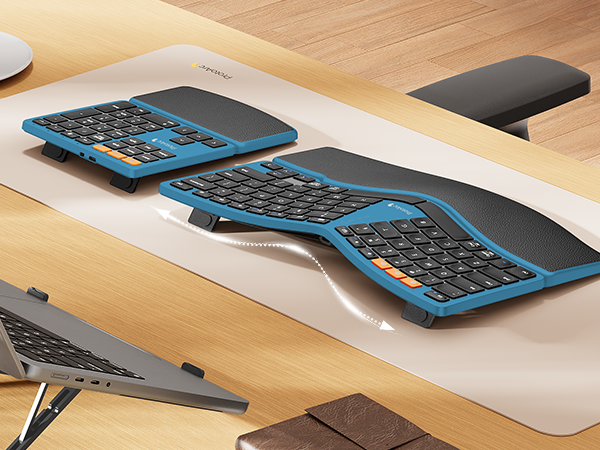 Ergonomic Keyboard with number pad - black blue A+ (3)