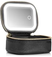Extrei Gent Small Makeup Bag Travel Train Case with Mirror and Light Mini Travel Makeup Train Cas...