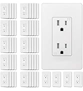 (50 Pack) CML Decor Recetpacle Outlet, Tamper Resistant, 15A/125V, Screwless Wallplate Included, ...