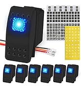 DaierTek Marine Boat Rocker Switch 12V, Lighted Blue LED Waterproof Rocker Switch 12 Volt for UTV...