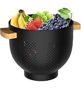 Colander for Kitchen, 6 QT Metal Colander with Wood Handle, Kitchen Gadgets Strainers and Colande...