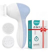 COSLUS Facial Cleansing Brush Silicone Face Scrubber: 2 in1 FBS-D Electric Exfoliating Massage De...