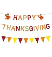 Thanksgiving Banner Party Decorations Happy Give Thanks Glitter Letter Turkey Holiday Flag Fall L...