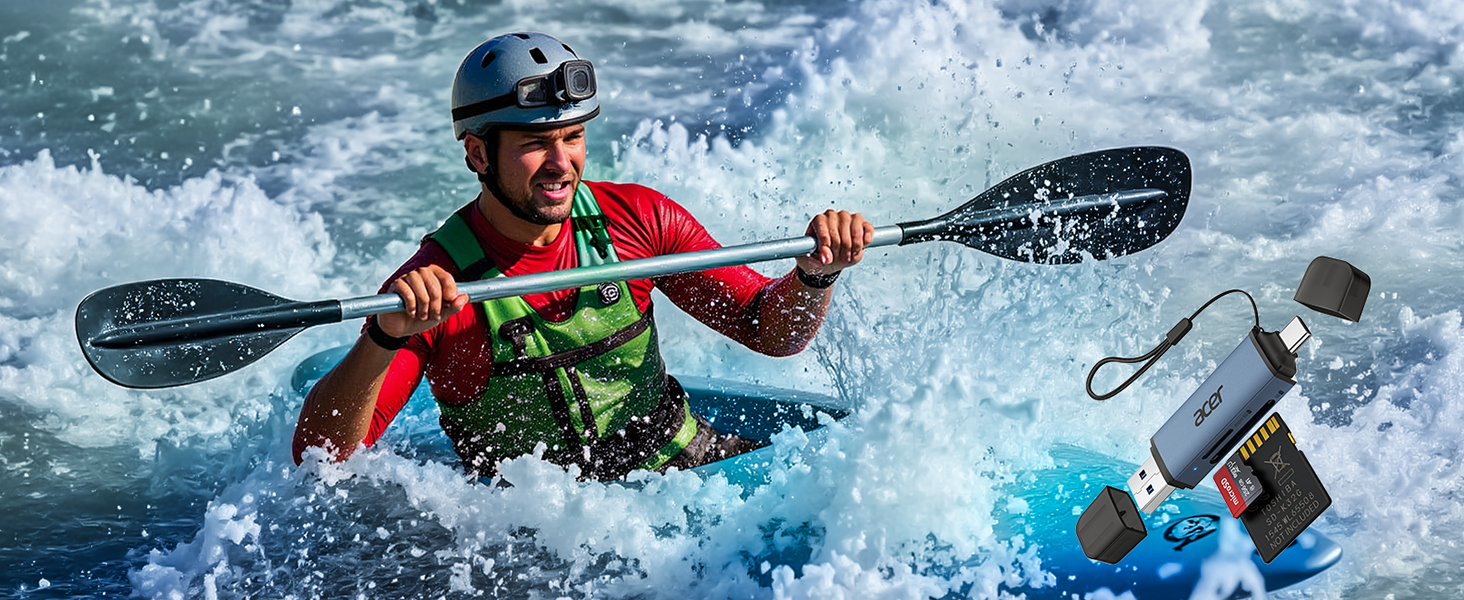 Sequence of action shots showing kayakers navigating white water rapids. Athletes in safety gear using paddles while maneuvering through rough water conditions.