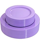 FLOWERCAT 60PCS Easter Plates - Purple Plastic Plates - Heavy Duty Purple Plates Disposable for E...