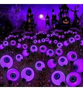 Solar Halloween Decorations Outdoor 6 Pack 36 LED Purple Eyeball Lights | Newly 3-Tier Design, 2 ...