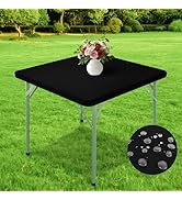 Wolkemer Square Waterproof Fitted Tablecloth 36x36 Inch (3 Foot) - Windproof Washable Polyester T...