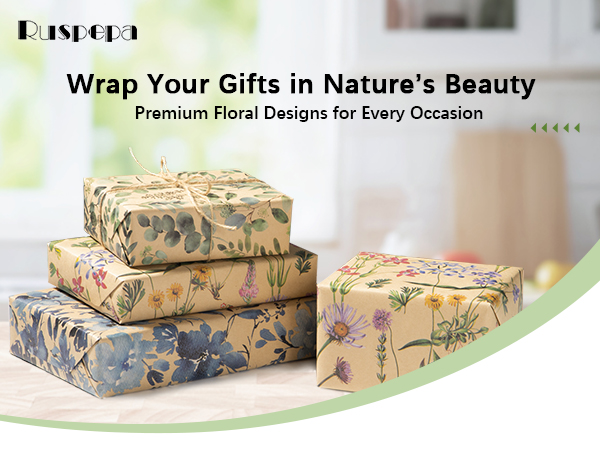 floral karft wrapping paper