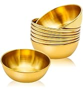 Anxingo 8pcs 3.5inch Stainless Steel Sauce Dishes Mini Individual Saucers Bowl Round Seasoning Di...