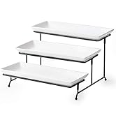 YHOSSEUN 3 Tier Serving Stand Tiered Serving Stand With 3 Porcelain Serving Platters Trays For De...