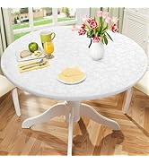 Smiry Round Picnic Tablecloth, Elastic Waterproof Fitted Heavy Duty Vinyl Tablecloths for 45"-56"...