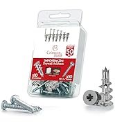 CrimsonMark 20Pcs Zinc Self Drilling Drywall Anchors and Screws kit #8 x 1-1/4”- Metal Wall Ancho...