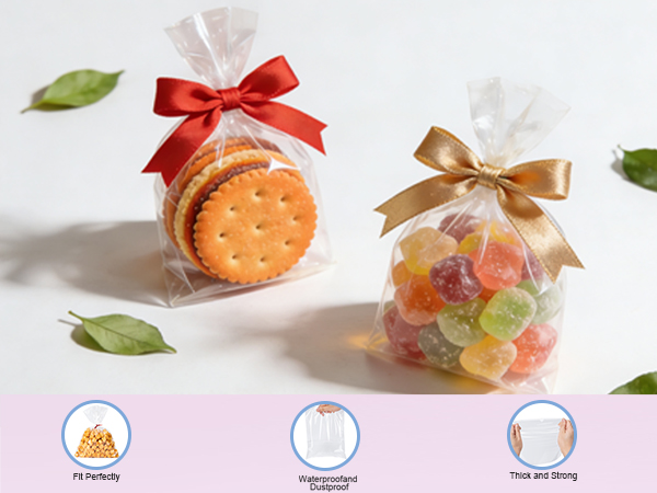 Cellophane Bags Plastic Gift Bag Clear Cookie Treat Bags with Twist Ties for Party Favor Bag