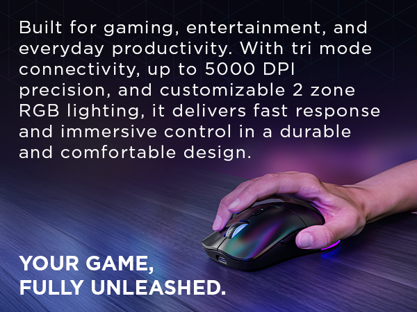 The Lenovo Legion M220 Wireless RGB Gaming Mouse is built for gaming and everyday productivity.
