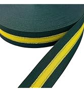 Dark Green Gold Yellow Striped Grosgrain Ribbon, 1 Inch x 55 Yards Double-Faced Green Stripes Pol...