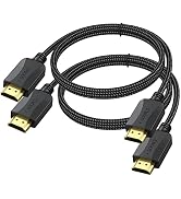 HDMI Cable 3 ft, 2-Pack, Braid HDMI Cord Type High Speed with Ethernet, Supports HDMI 2.0 4K 60hz...