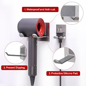 Hair Dryer Holder Wall Mounted Self Adhesive