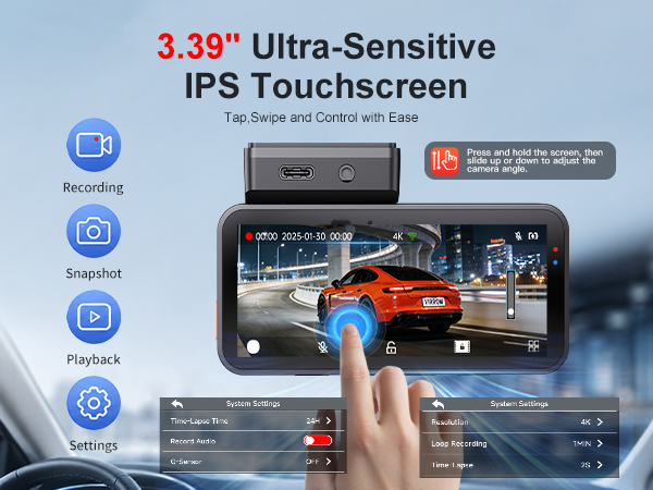 dash cam touch screen