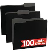 VZCPYTPM 100 Packs Black File Folder,Manilla File Folders Letter Size,1/3-Cut Tabs,8.5x11 File Fo...