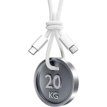 USB-C cable durability test holding 20kg weight