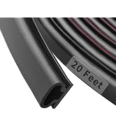Fingwerk 20 Feet Rubber Weather Stripping Door Seal Strip, Self-Adhesive Backing D-Shape Door Wea...