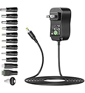 Basicvolt Universal AC/DC Adapter Multi-Voltage Switching Power Supply with 11 DC Tips for 3V 4.5...