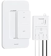 TREEWELL Wireless Light Switch and Receiver Kit, 200FT RF Range Remote Control Light Switch, No R...