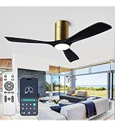 Flush Mount Ceiling Fans, 52 Inch Ceiling Fan with Remote/APP Control,3CCT Dimmable Lights,Noisel...