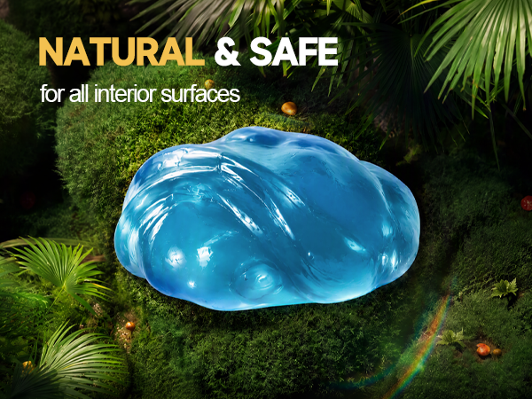 Hands opening a jar of car cleaning gel labeled ;Natural &Safe for all interior surfaces