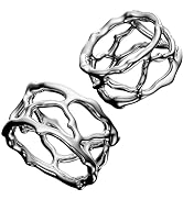 Napkin Rings - Unique Silver Coral Design, Elegant Stainless Steel (Set of 2)