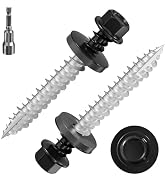 Wensilon 3/16 * 1-1/2" 72PCS 1lbs Black Hexagonal Metal Sheet roof Screws, #10 * 1-1/2 with EPDM ...