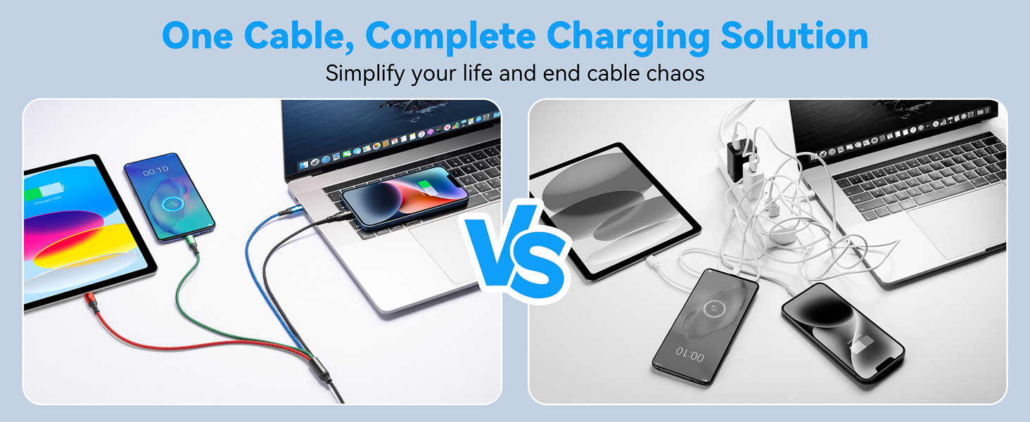 6 in 1 multi charging cord usbc charger cable usb type c cable usb lightning chargging cord