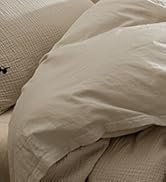 PHF 100% Cotton Muslin Duvet Cover Queen Size, 3-Layer Guaze Ultra Soft Breathable Textured Linen...