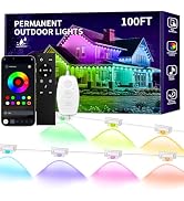 KSIPZE 100ft Permanent Outdoor Lights Waterproof IP67, Smart RGB+IC Eaves LED Lights with App & B...