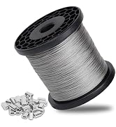 1/16" Wire Rope, 304 Stainless Steel Cable with Crimping Sleeves, 7x7 Strand Core,1/16 Stainless ...