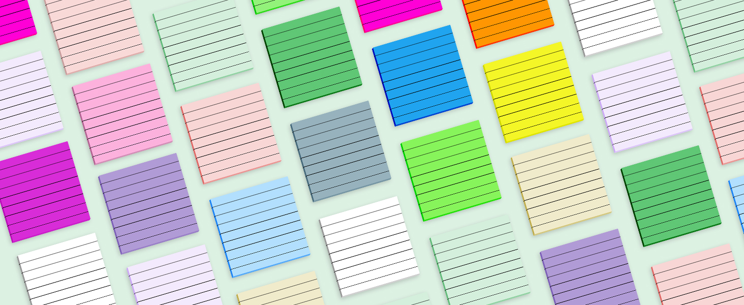 green sticky notes with lines