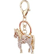 Uonlytech Mens Metal Wallets Crystal Key Ring Rhinestone Horse Keychain Rhinestone Car Keychain W...